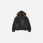 Faux Fur Lined Sun Faded Zip Up Hoodie
